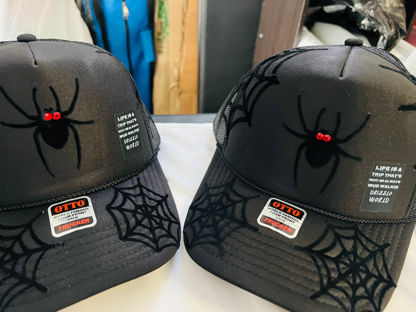 Black y2k Widow Trucker Hat-BLK