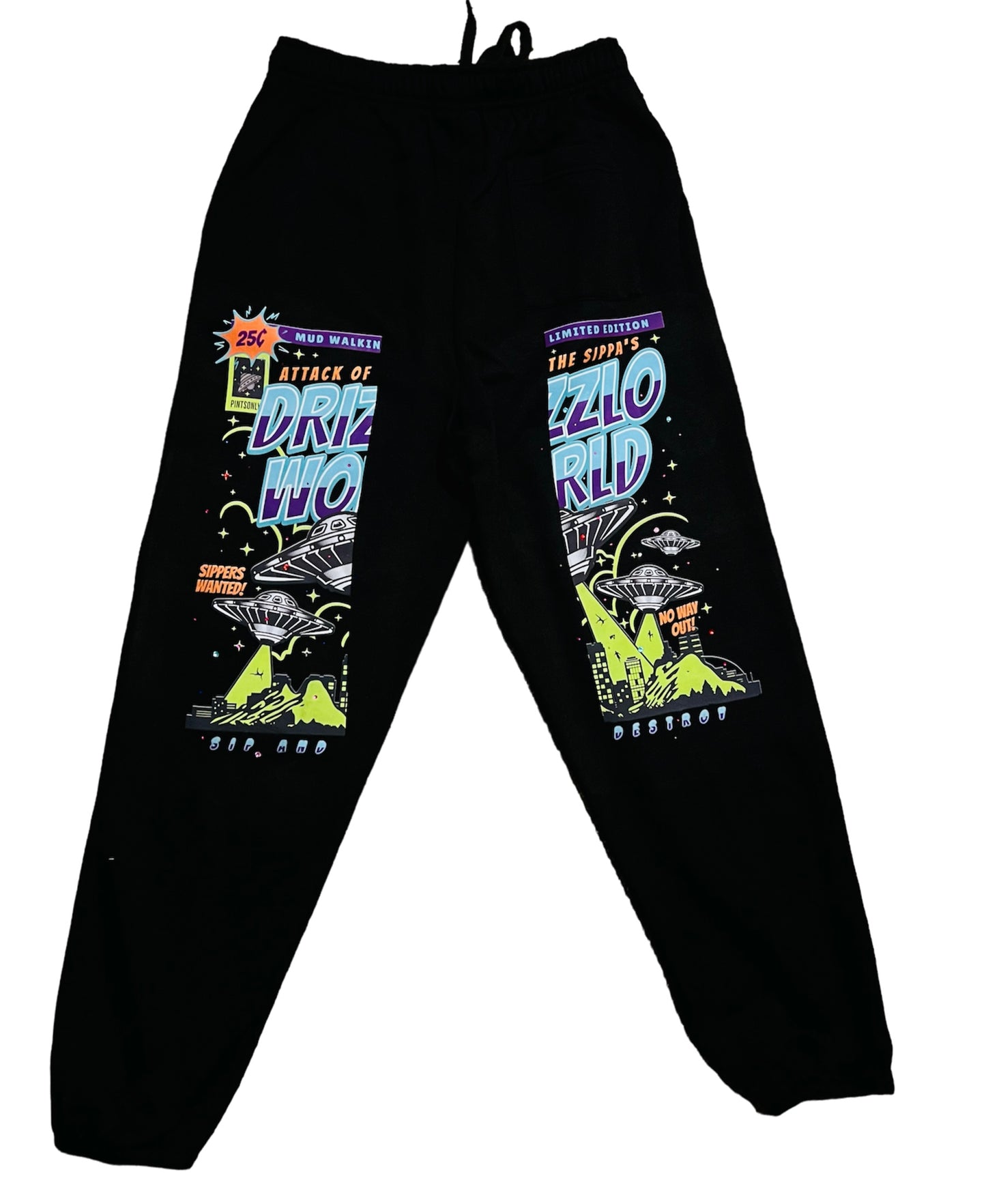 Planet Y2k UFO Fleece Sweatpants-BLK