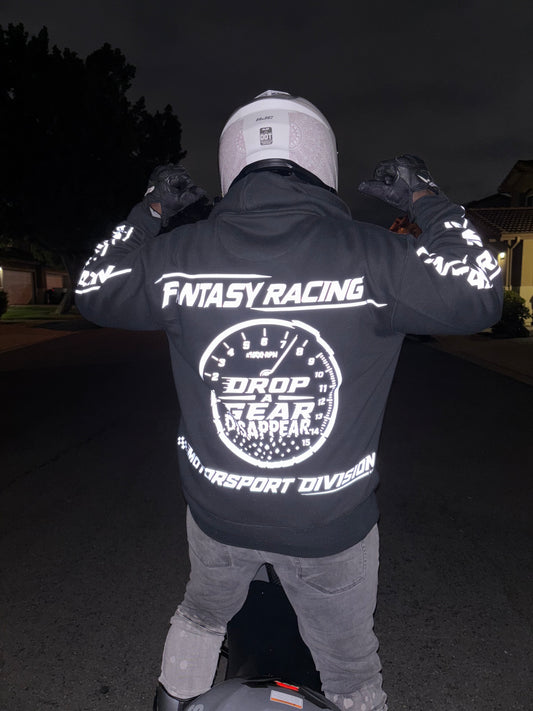 Fantasy Racing- Drop A Gear Hoodie - BLK (Retro Reflector)