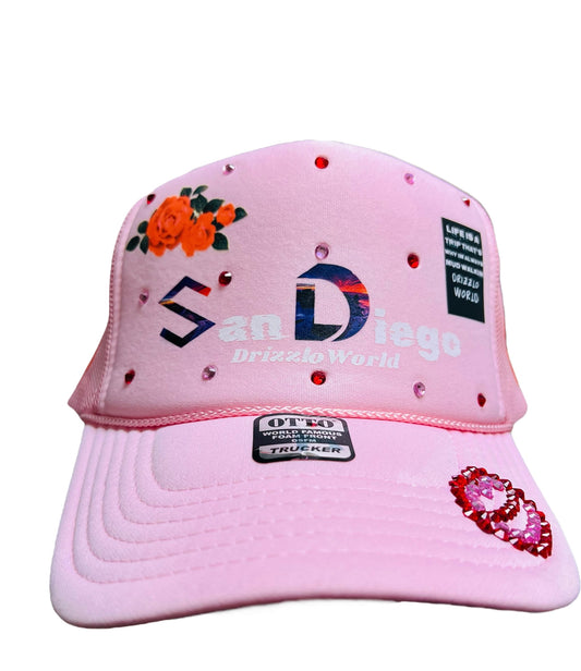 Diego Rose Y2K Trucker Hat-LIGHT PINK