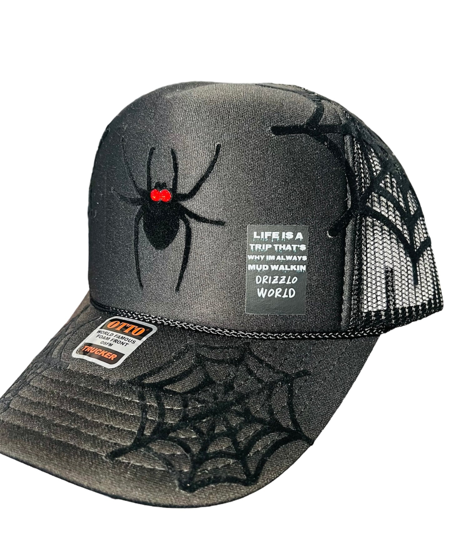 Black y2k Widow Trucker Hat-BLK