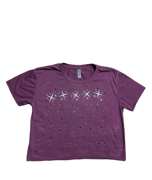 5 Star Y2K Rhinestone CropTop Shirt-PRL CVC