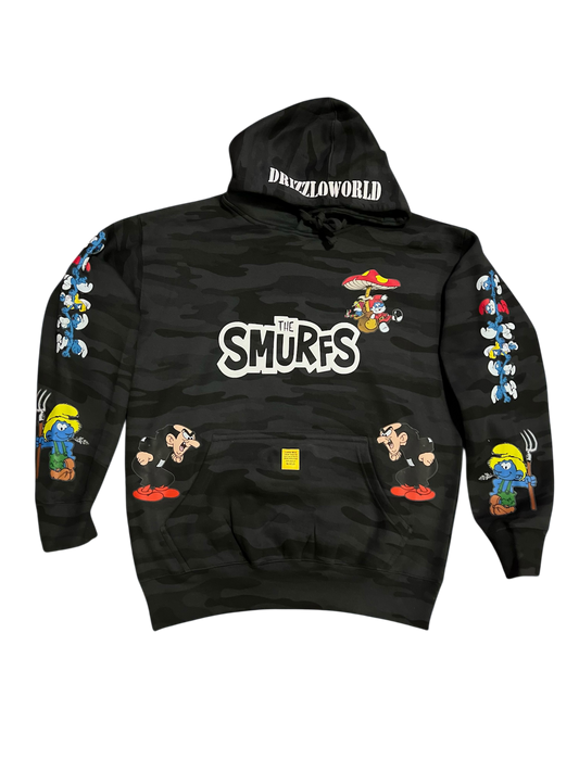 Smurfs by Drizzlo Pullover Hoodie-CAMO / BLK GRY