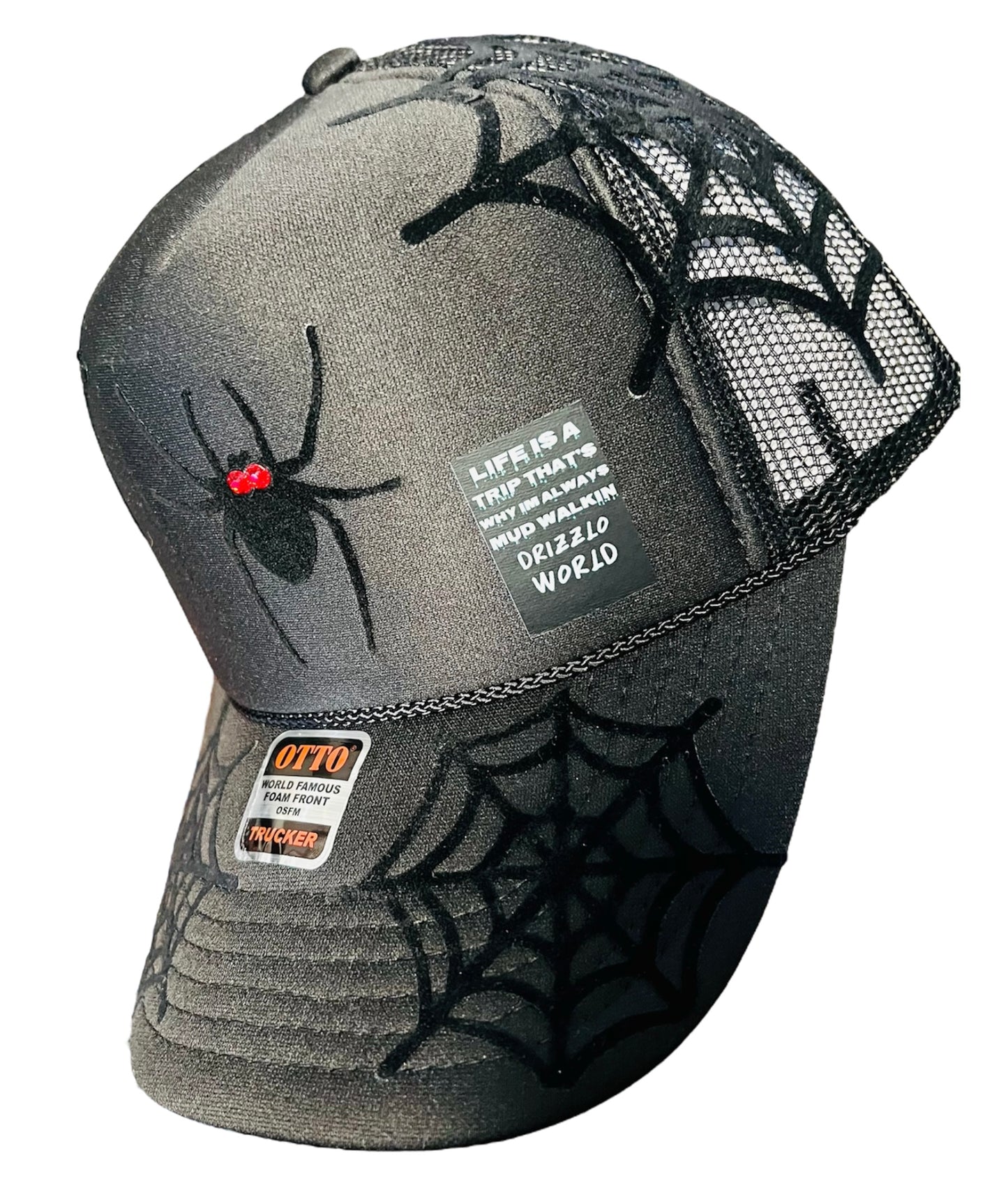 Black y2k Widow Trucker Hat-BLK