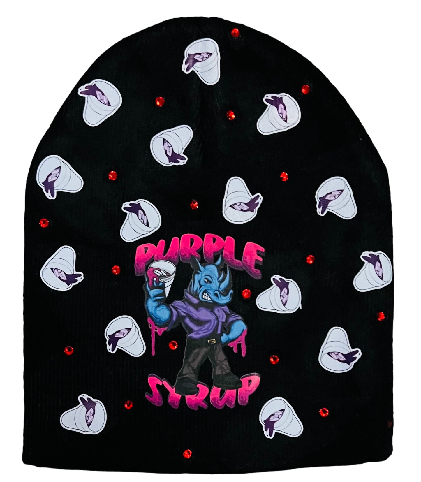 Purple Y2K Syrup Beanie-BLK