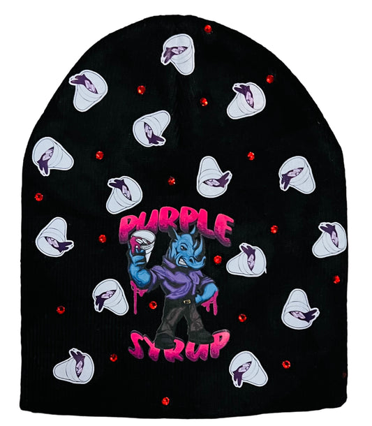 Purple Y2K Syrup Beanie-BLK