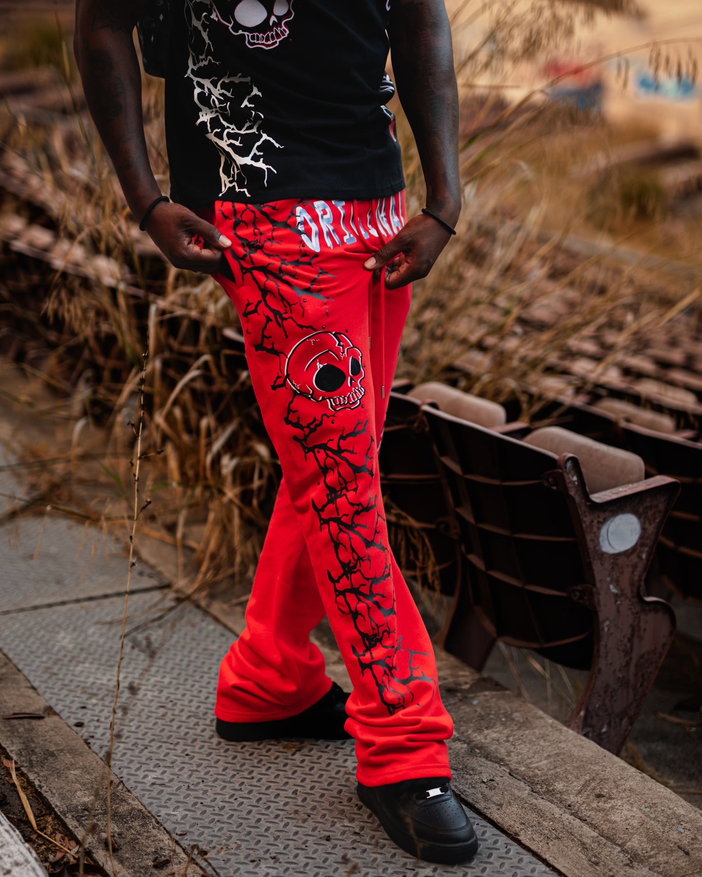 Original Bone Head Stacked Flared Sweatpants -RD