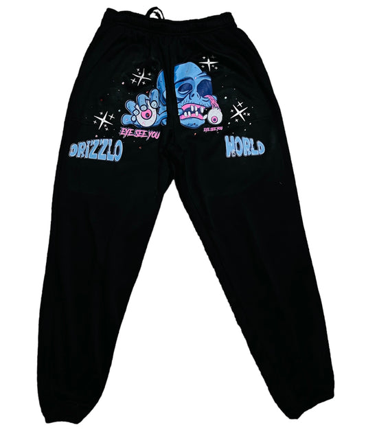 Eye See You Y2K Fleece Sweatpants-BLK