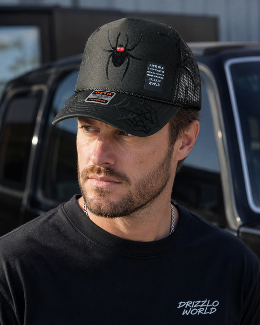 Black y2k Widow Trucker Hat-BLK