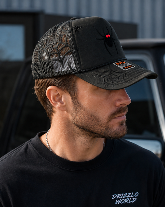 Black y2k Widow Trucker Hat-BLK