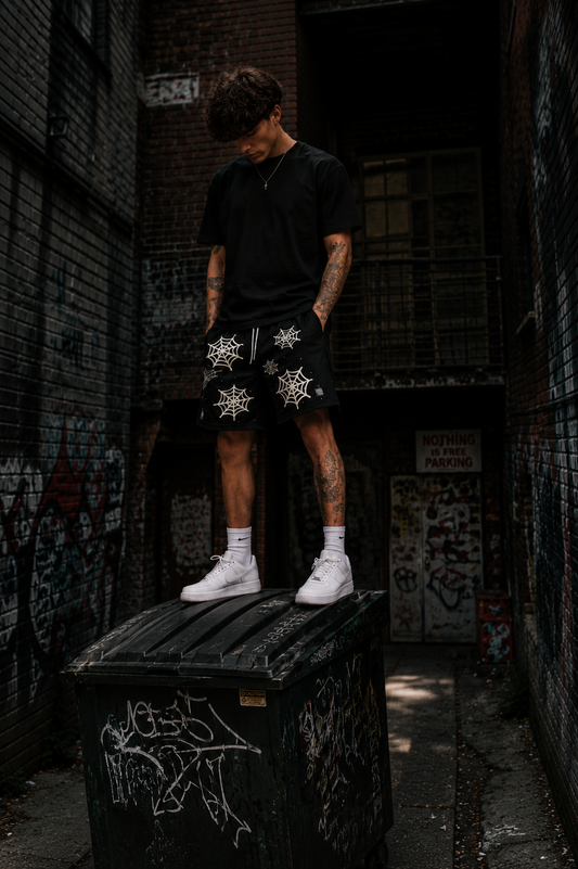 Black Y2K Widow Jersey Shorts- BLK