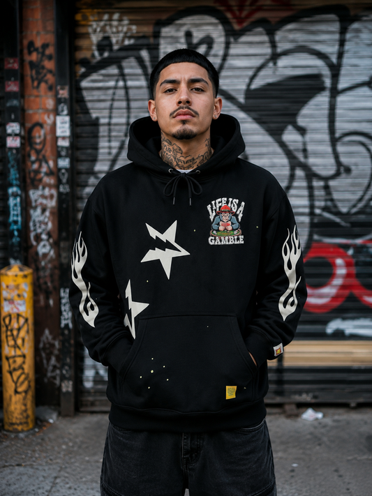Life Is a Gamble Hoodie – Black Streetwear Graphic Hoodie by DrizzloWorld
