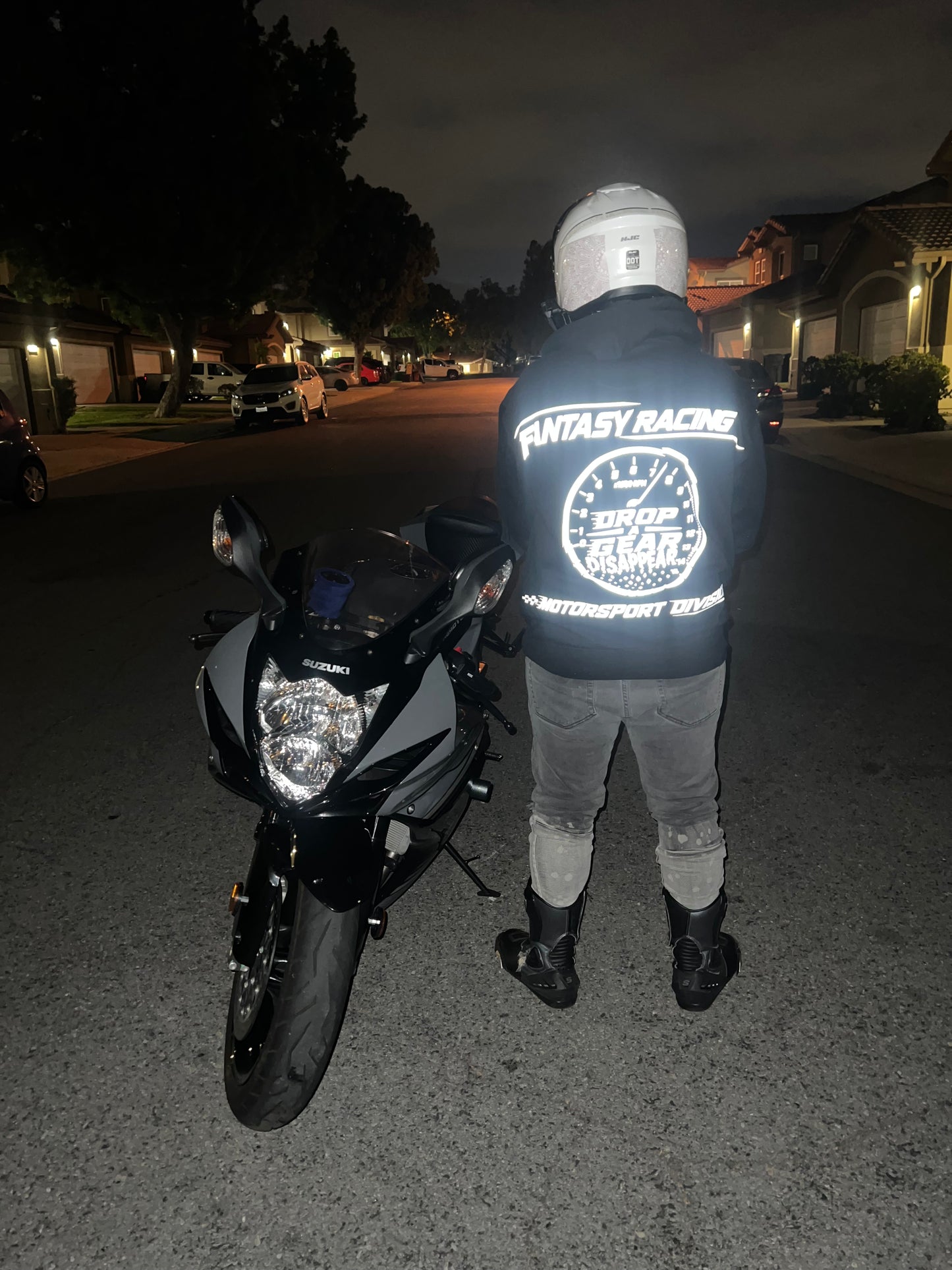 Fantasy Racing- Drop A Gear Hoodie - BLK (Retro Reflector)