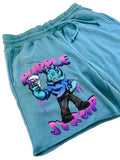 Purple Syrup Fleece Shorts-TURQUOISE
