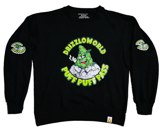 Puff Puff Pass Crewneck Sweater- BLK